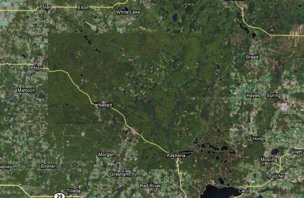 Menominee Reservation Satellite View 